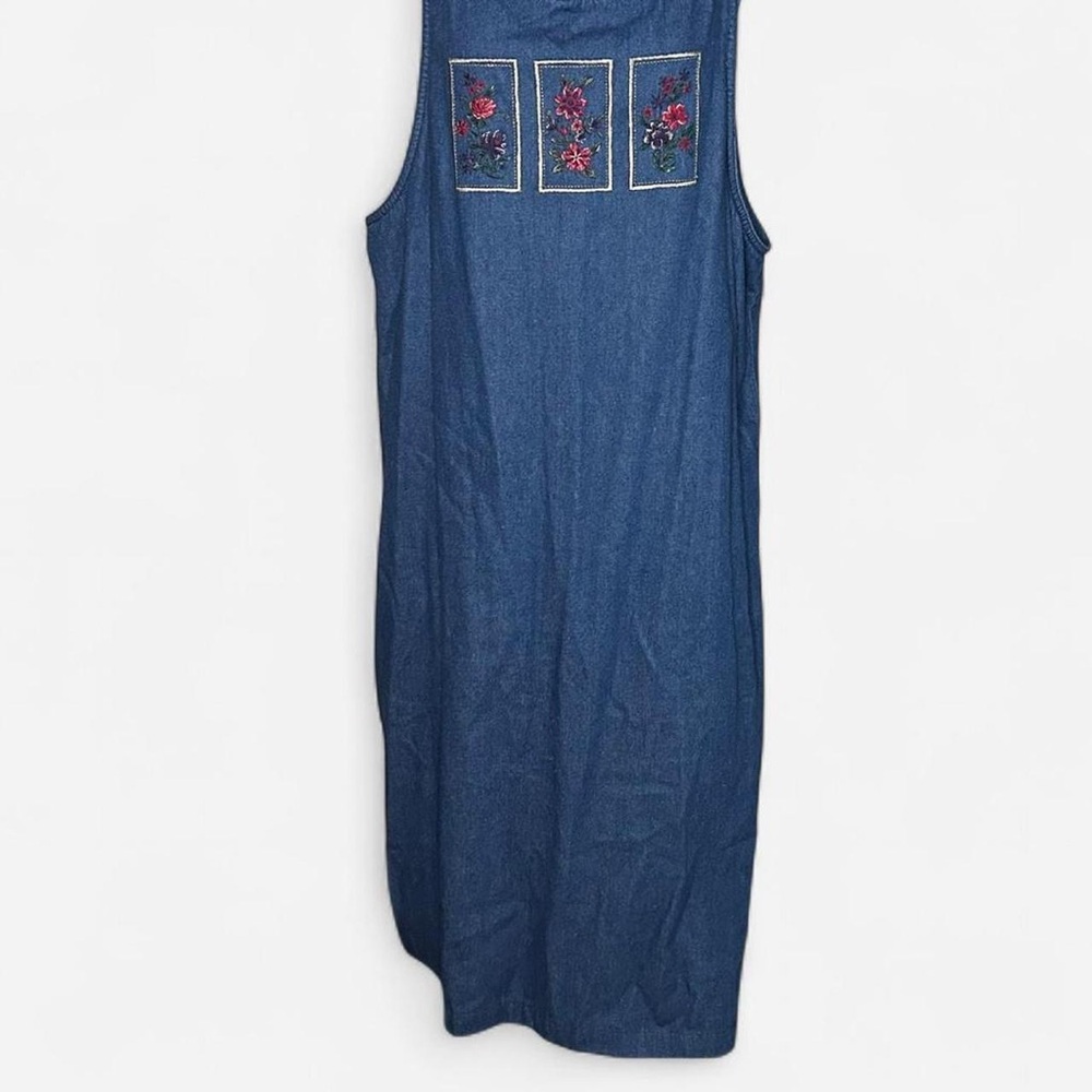 Vintage Original Ty Wear Floral Embroidered Denim Dress